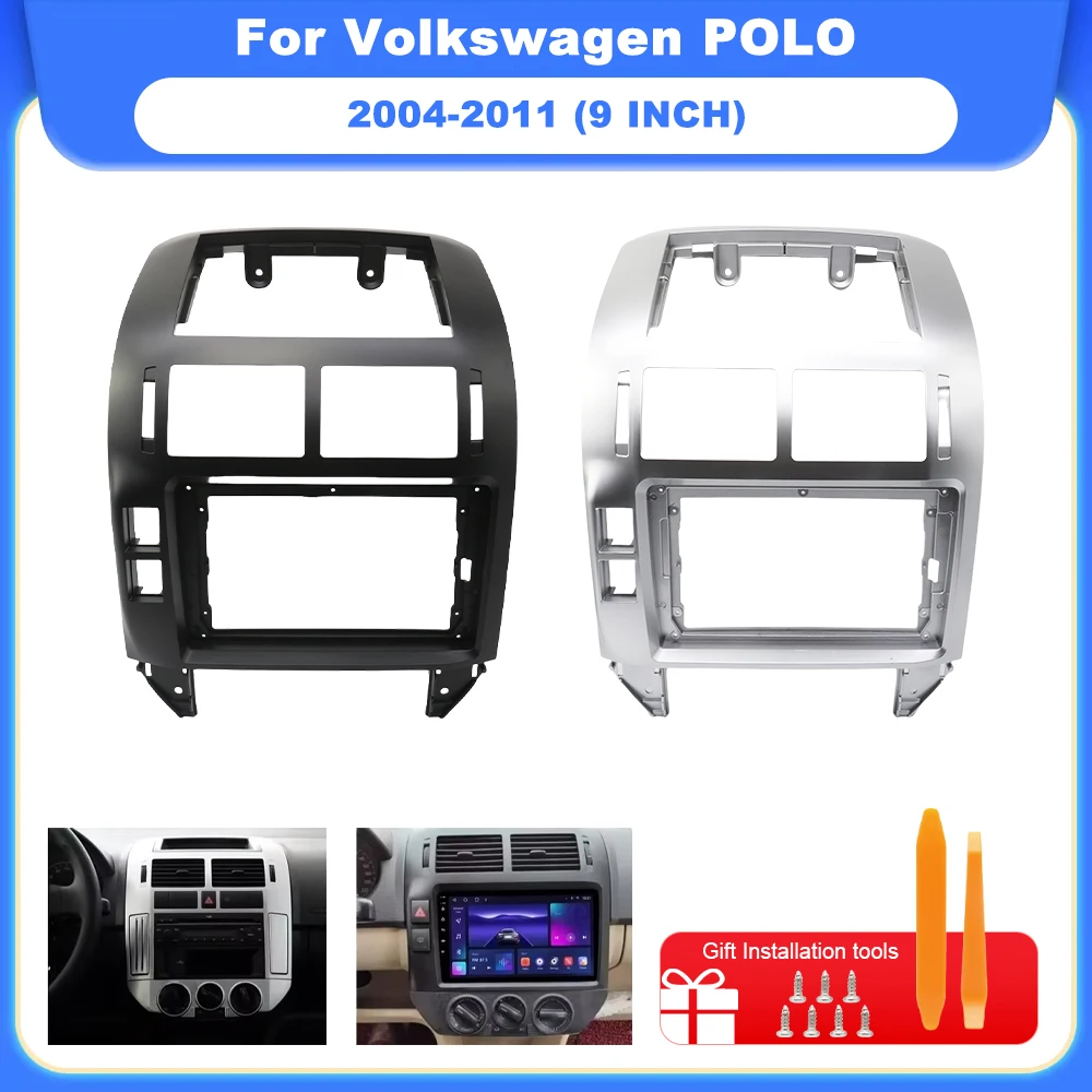 2Din 9 Inch Car Radio Fascia For Volkswagen POLO 2004-2011 Frame Android  MP5 Player Stereo Panel