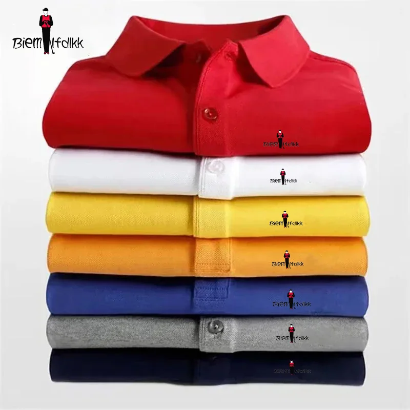 High quality European embroidered men\'s polo shirt 2024 summer new high-end breathable business casual lapel short sleeved T-shi