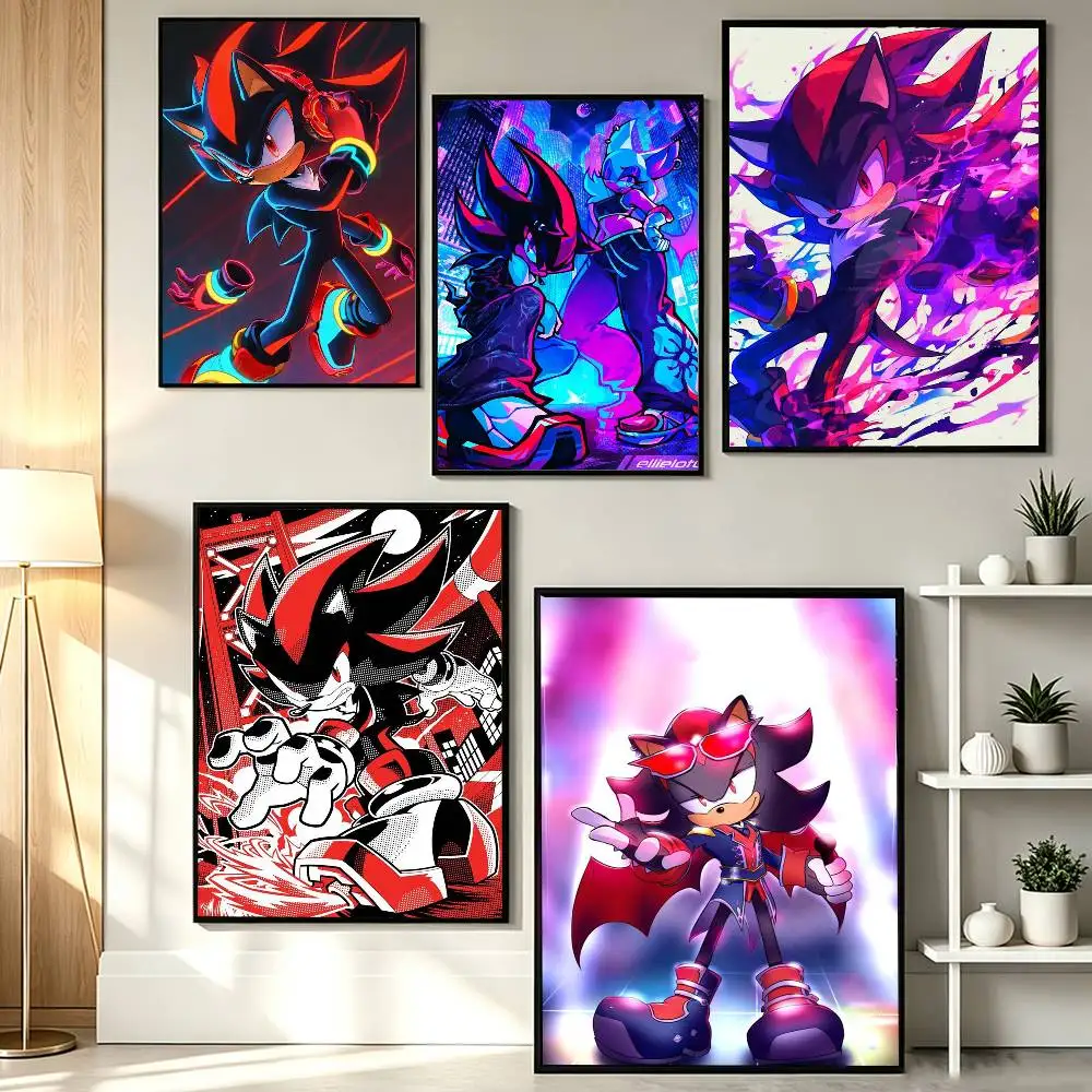 Black Red S-Shadow-w the Hedgehog Poster HD Self Adhesive Waterproof Wall Art Ideal for Home Office Dorm Gift