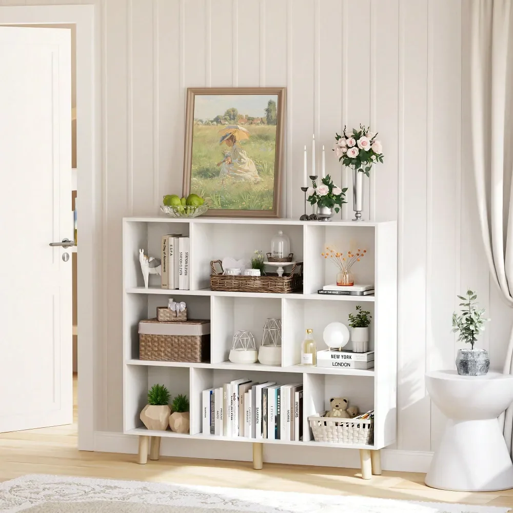 

9Cube Bookcases, 3Tier Freestanding Bookshelf With Adjustable Shelves