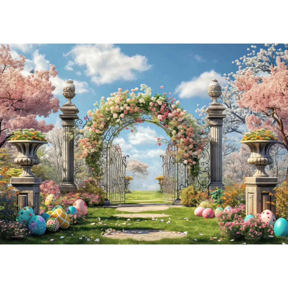 

Allenjoy Easter Garden Eggs Arch Backdrop