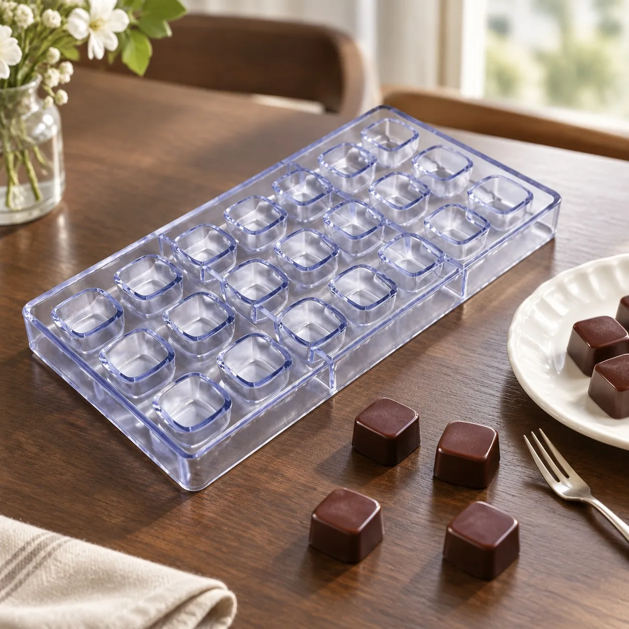 1PC 21 Grid Square Chocolate Mould Candy Mold Tray for Homemade Baking Party Dessert Making Tools Store Home Bakery Supplies ZYF