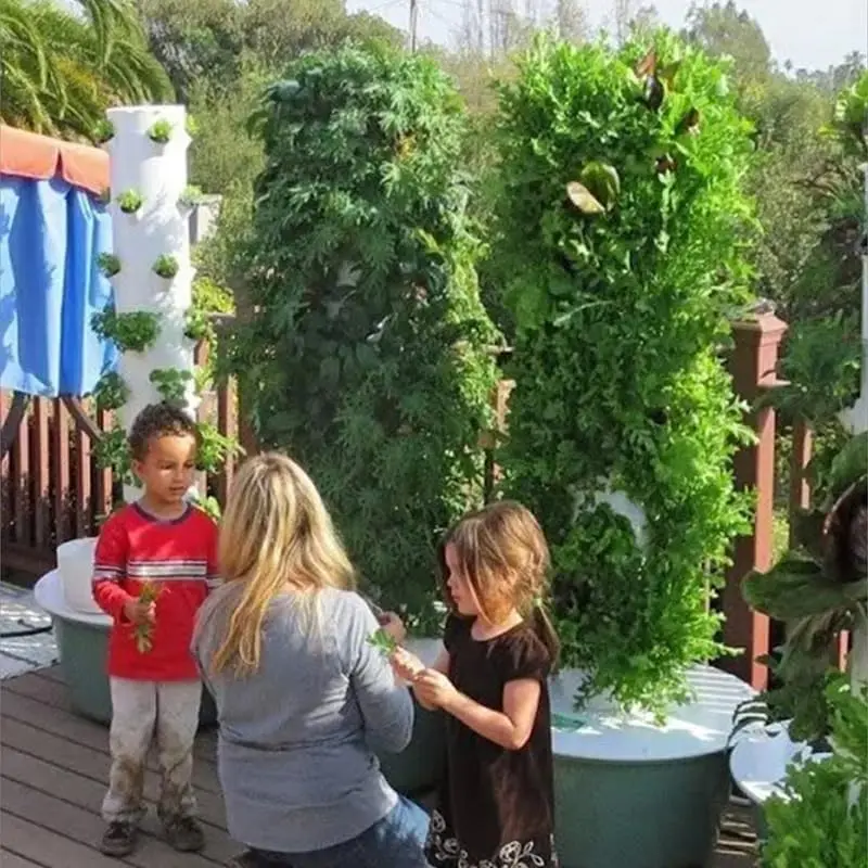 Vertical Hydroponic Grow Tower Aeroponic Tower for Fruits and Vegetables 9 Layer 36 Pots Planter with Water Tank and Pump - view 2