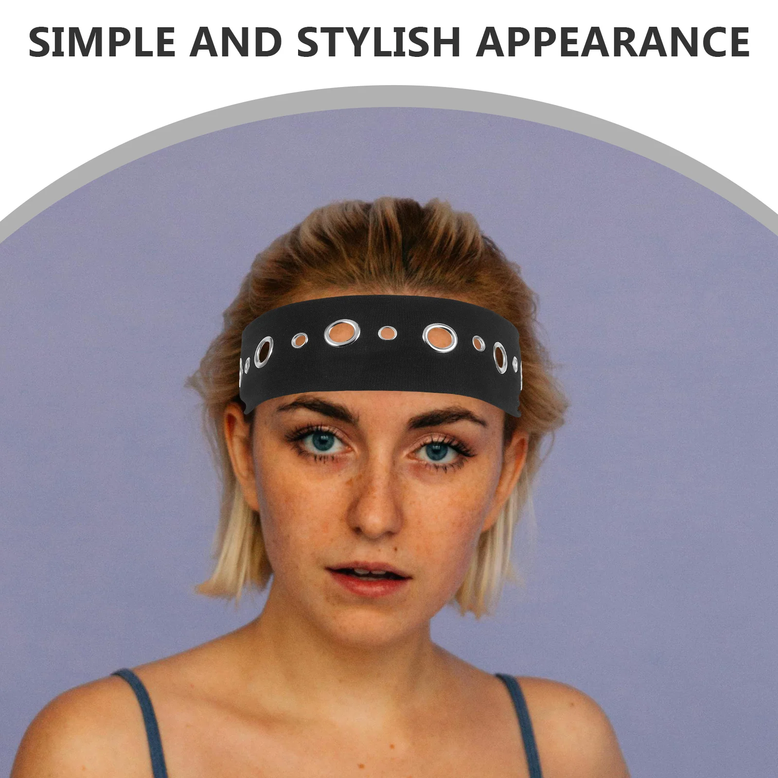 

2 шт., повязка на голову в стиле панк для женщин, полые люверсы с широкой оправой, эластичная, эластичная, винтажная, рок-фестиваль, аксессуар для волос, втулка