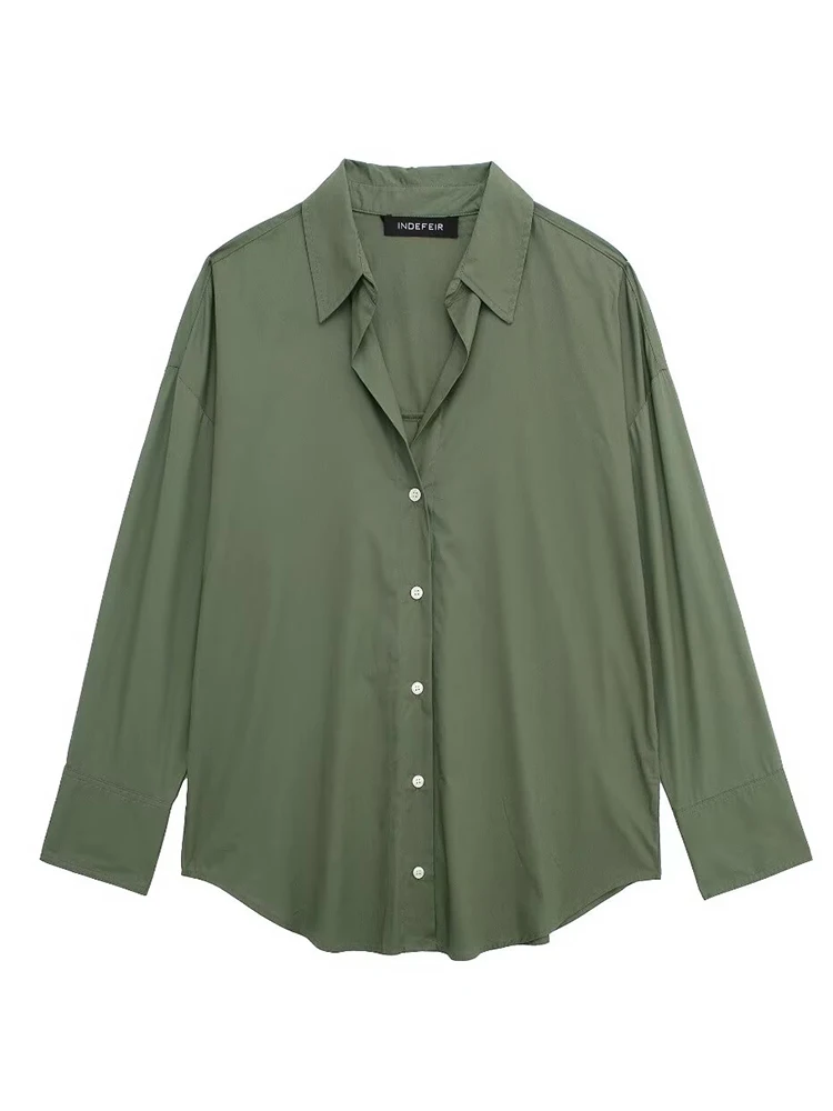 HH Women Casual Striped Print V Neck Shirts Long Sleeve Oversized Office Lady Shirts Fashion 2024 Spring Summer Blouses Top view 2