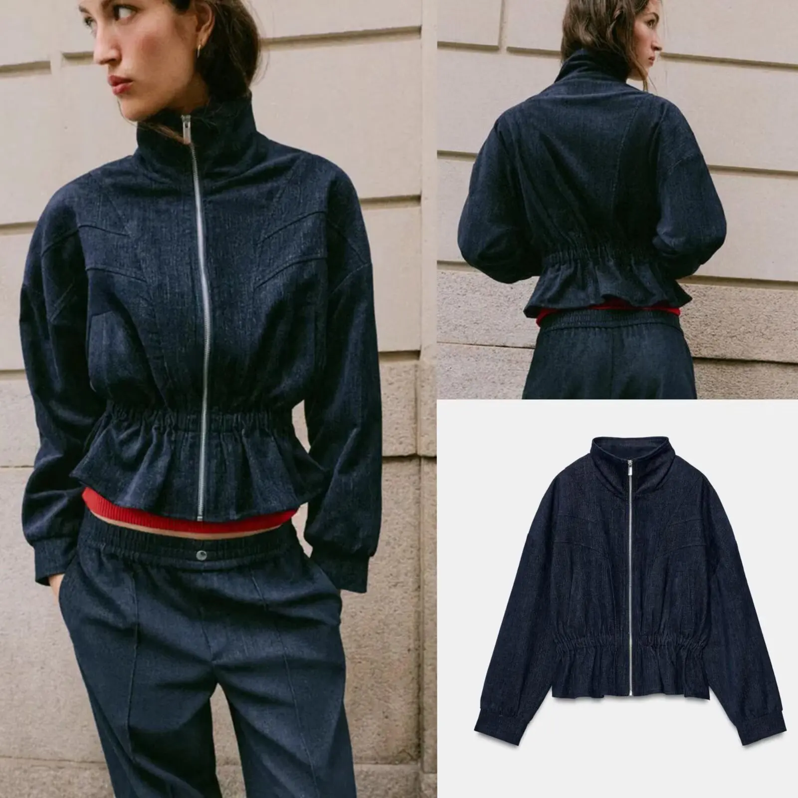 Early Autumn New Fashion Loose Outerwear And Pants Set for Women Polyester Fiber Long Sleeve Short Coat Universal Fit