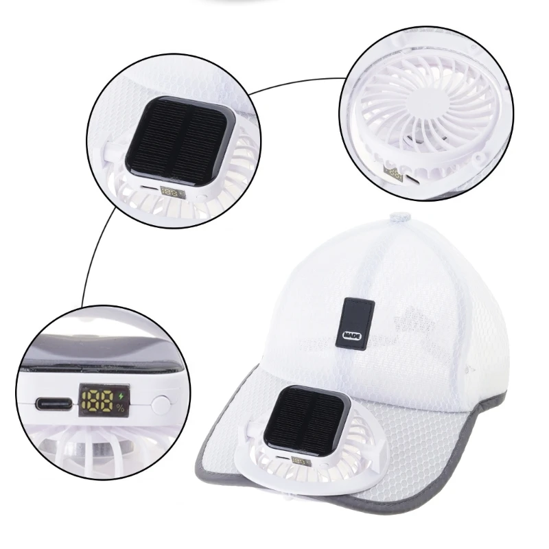 

242F Unisex USB Charging Fan Baseball Adults Summer Breathable Sunscreen for Sun Hat for Outdoor Riding Hiking Climbing
