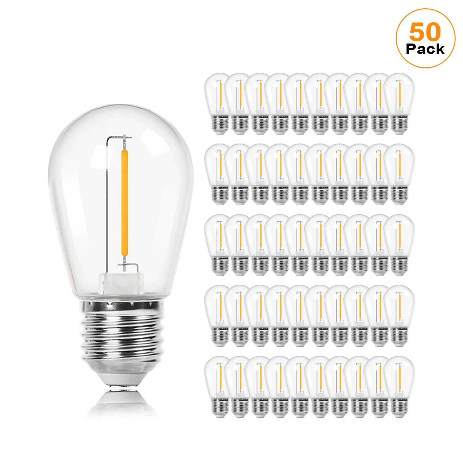 S14 1W LED-snaarlampen gelijk aan 11W E27-basis Vintage Edison Plastic Waterdicht Buiten Vervang lamp Feest Bruiloft Decor