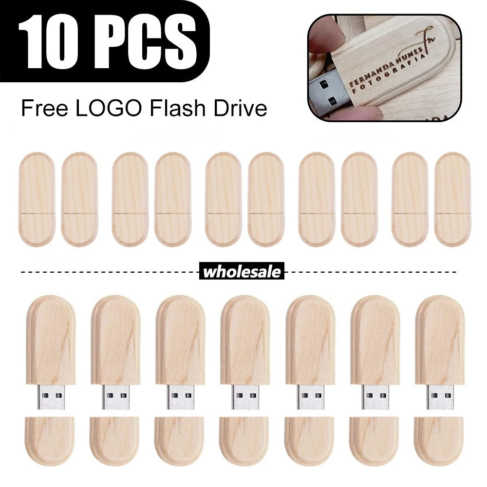 

10 шт. USB-накопитель 2.0 (бесплатный индивидуальный логотип) Деревянный флэш-накопитель 4 ГБ 8 ГБ 16 ГБ 32 ГБ 64 ГБ 128 ГБ Креативная карта памяти в подарок