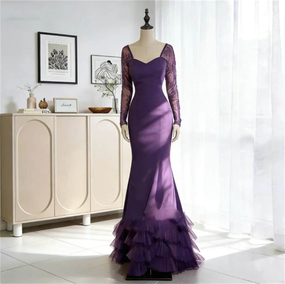 

Женское свадебное платье по индивидуальному заказу, фиолетовое вечернее коктейльное платье с рыбьим хвостом, женское платье для выпускного вечера 2021, Robe De Soiree Femmes