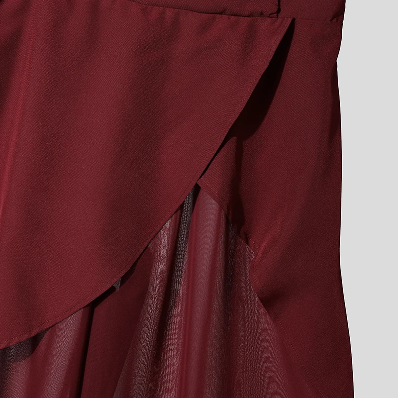 INCERUN Men Pants Mesh Patchwork Wide Leg Trousers For Man Streetwear Loose See Through 2026 Fashion Irregular Pants Pantalones
