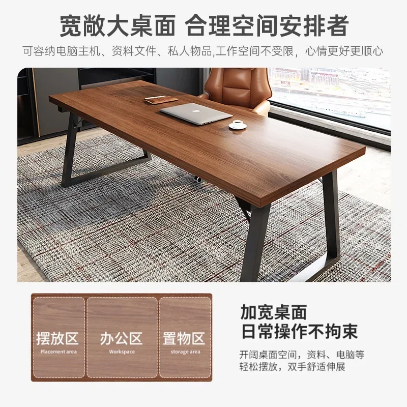Modern Computer Home Office Desk Large Executive Office Computer Table Study Writing Desk Wooden Tabletop Metal Frame