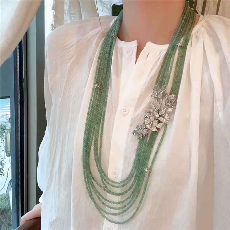 

Green Aventurine Multi-layer Long Necklace Jewelry for Women