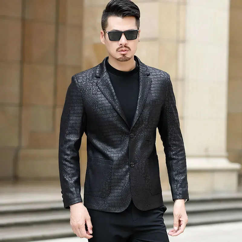 Spring Autumn New Suit Men Clothing Leather Jacket Male Leather Clothes PU Leather Coat Men's Suit Chaqueta Hombre FCY