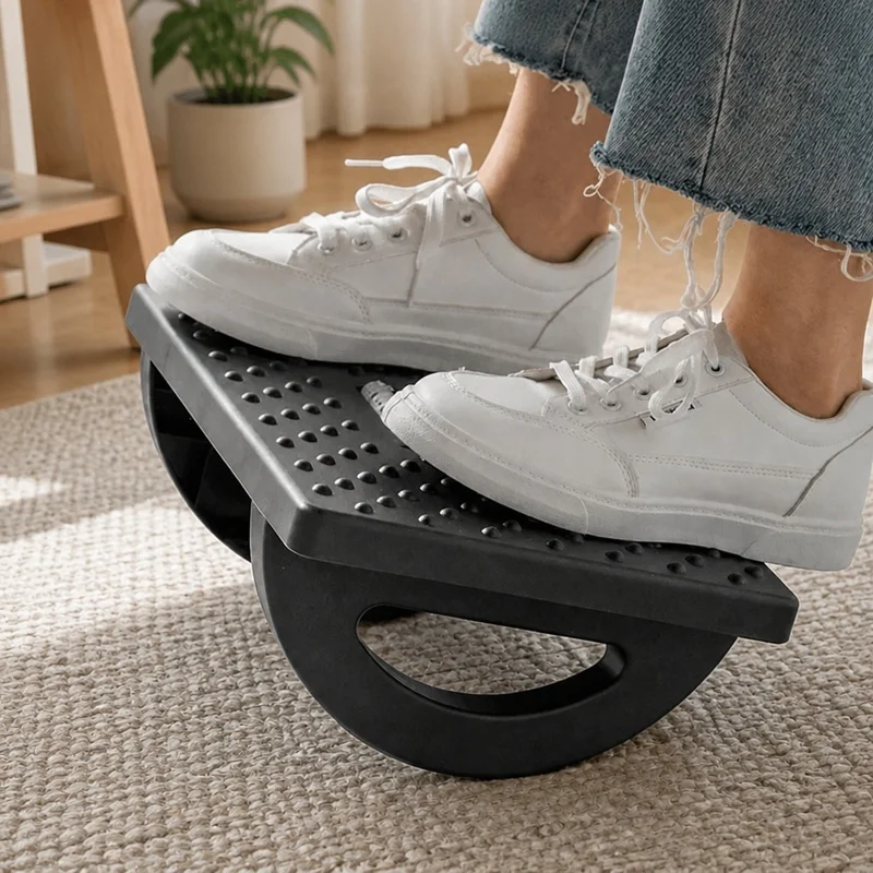Portable Foot Stool with Massage Rollers Ergonomic Support for Home and Office Under-Desk Comfort