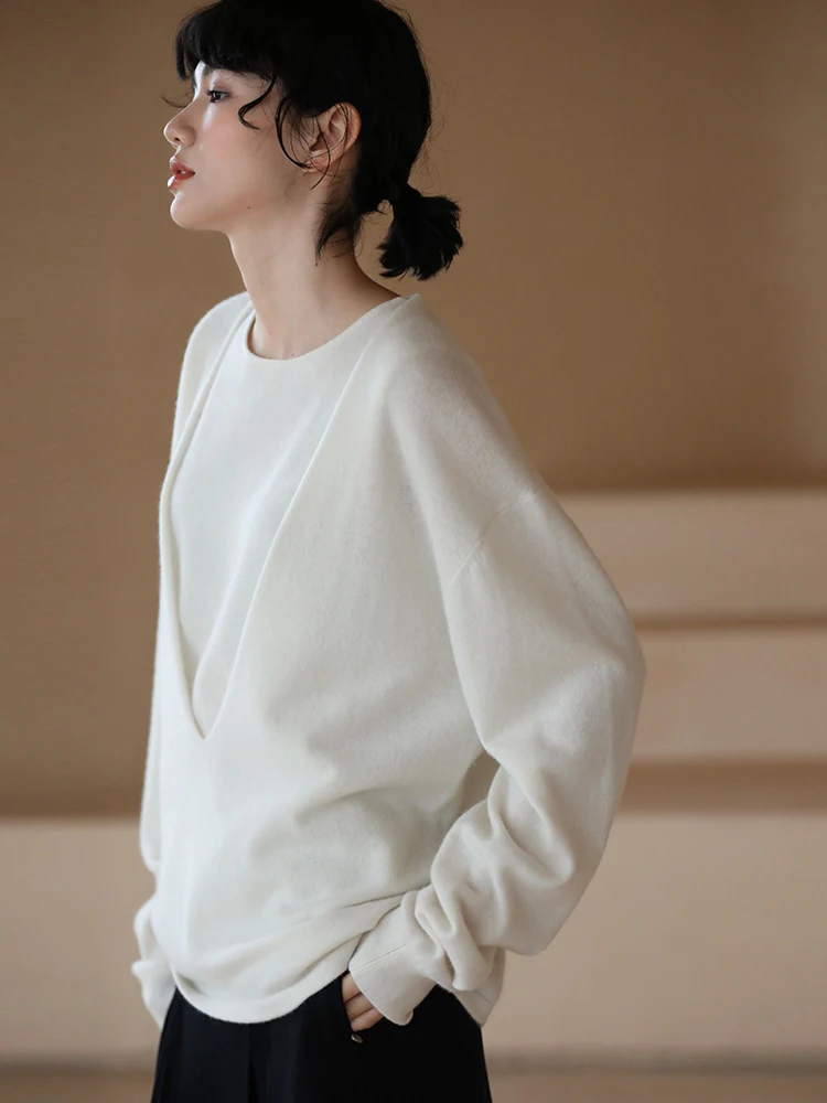 

Hacikis Spring New Sle Women's Camere V-ne Loose Two-piece Set Multi-wear Casual Comfortable Woolen Knitted Sweater