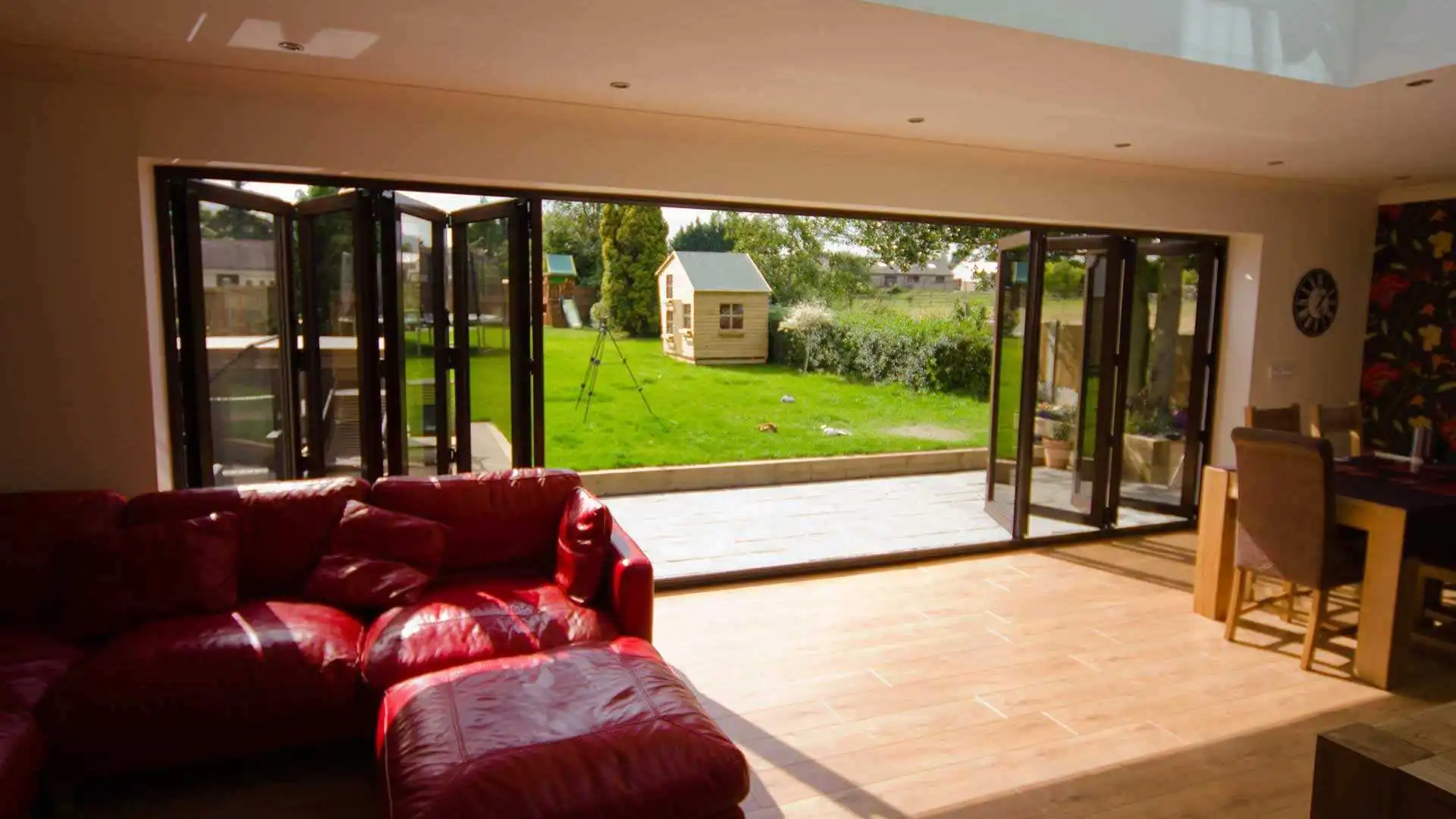 Customization Wide Opening Aluminum Bi Folding Door Double Insulated Glazed High Security Duty Stable Exterior Folding Door