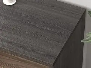 HSH L Shaped Computer Desk with Drawers, L Shaped Desk with Storage Cabinet Shelves