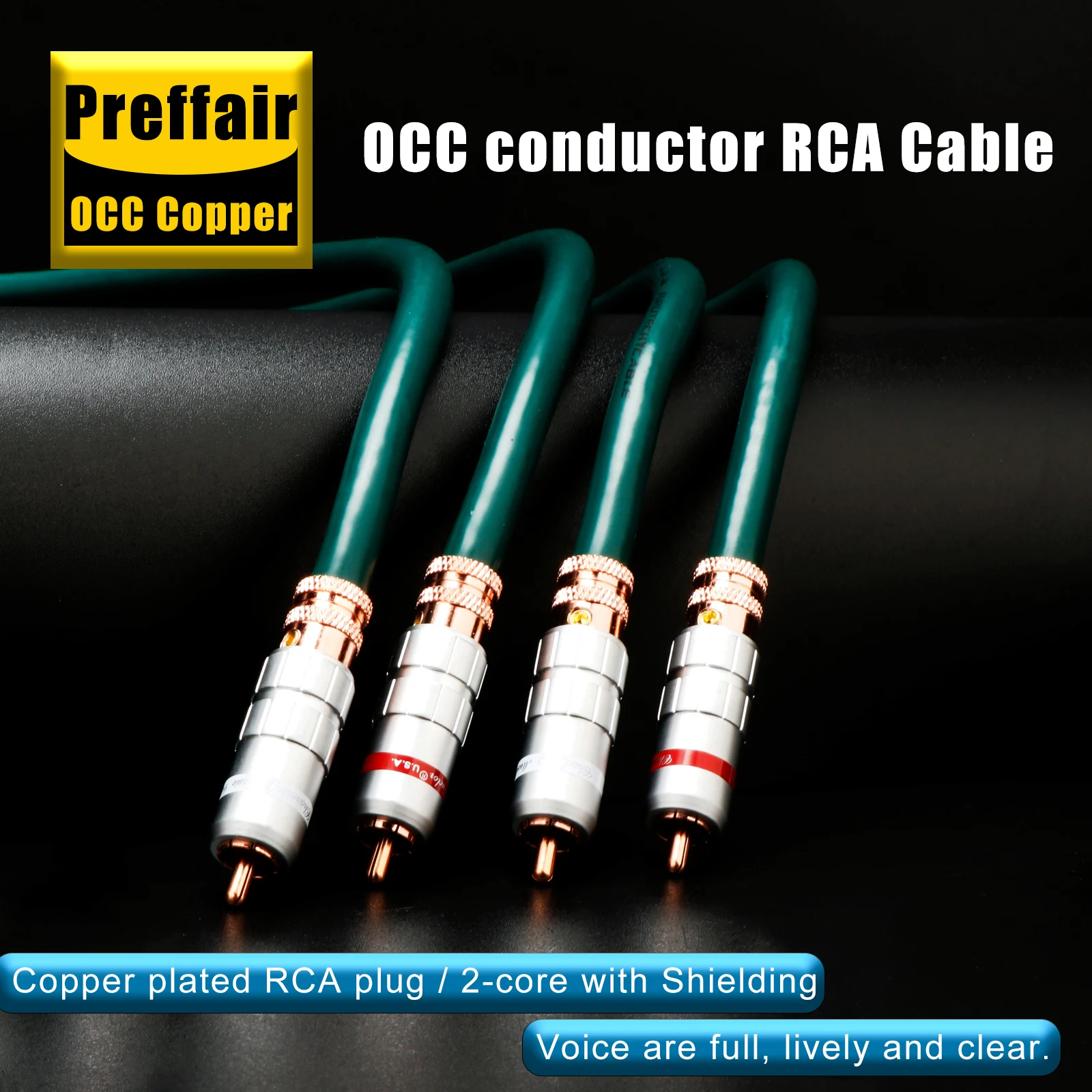 

HiFi OCC Silver Plated RCA Audio Cable 2RCA to 2RCA Cable Interconnects signal wire with red copper plated plug