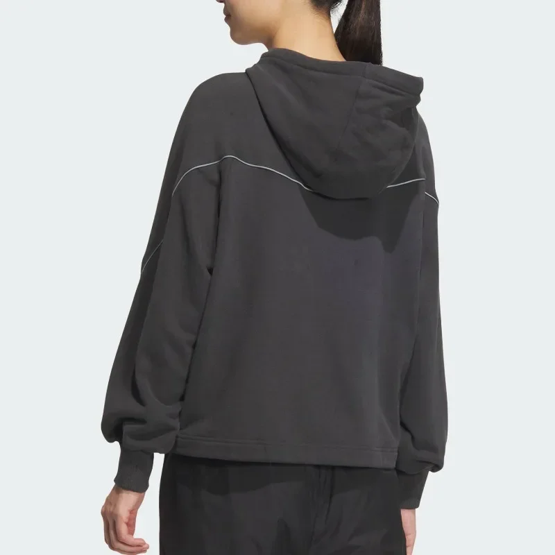 Adidas Half-collared Hooded Sweatshirt with Stand-up Collar, Adjustable Neckline, Sporty Coat. Model Number: JM6224. 1 PCS