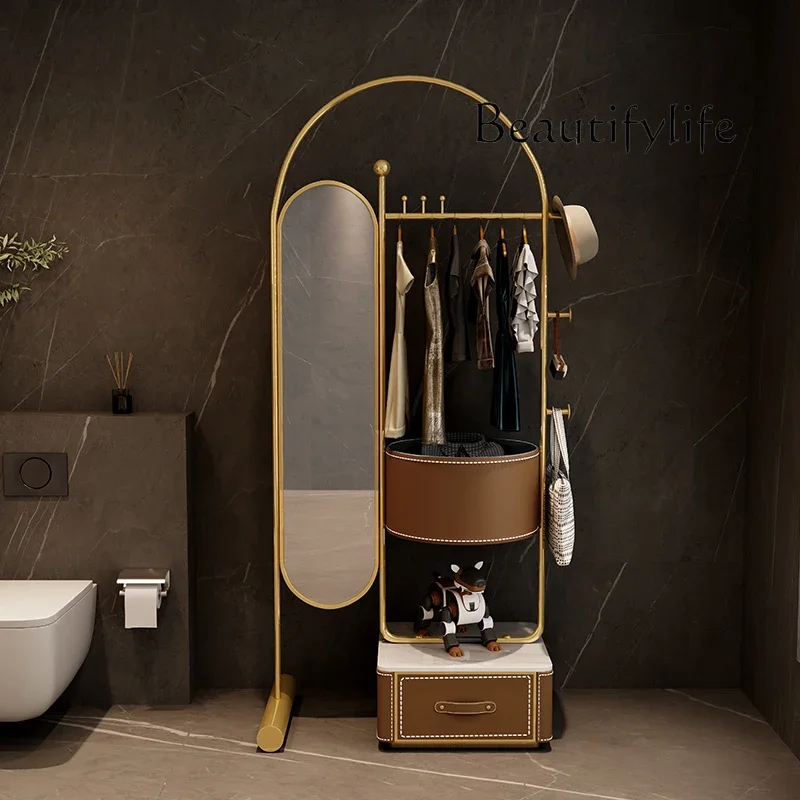 

туалетный столик Italian minimalist with mirror coat rack bedroom saddle leather storage floor hanger designer furniture