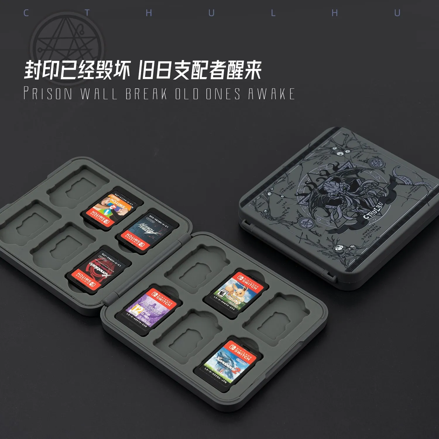 GeekShare 닌텐도 스위치 게임 카드 케이스, 블랙 쉘, NS 게임 카드 카세트 보관 캐리 박스, 닌텐도 스위치 액세서리