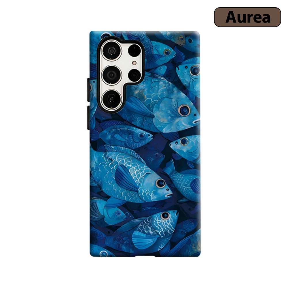 Azure School Phone Case for Samsung Galaxy S25 Ultra S24 S23 Ultra Plus Shockproof Double Layer Tough Back Cover