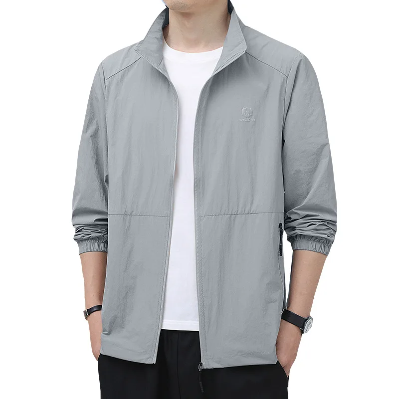 

Men Brand Clothing Sun Protection Skin Coats Men`s Mountaineering Windbreaker Jacket Sports Cycling Thin Stand Collar Outwear