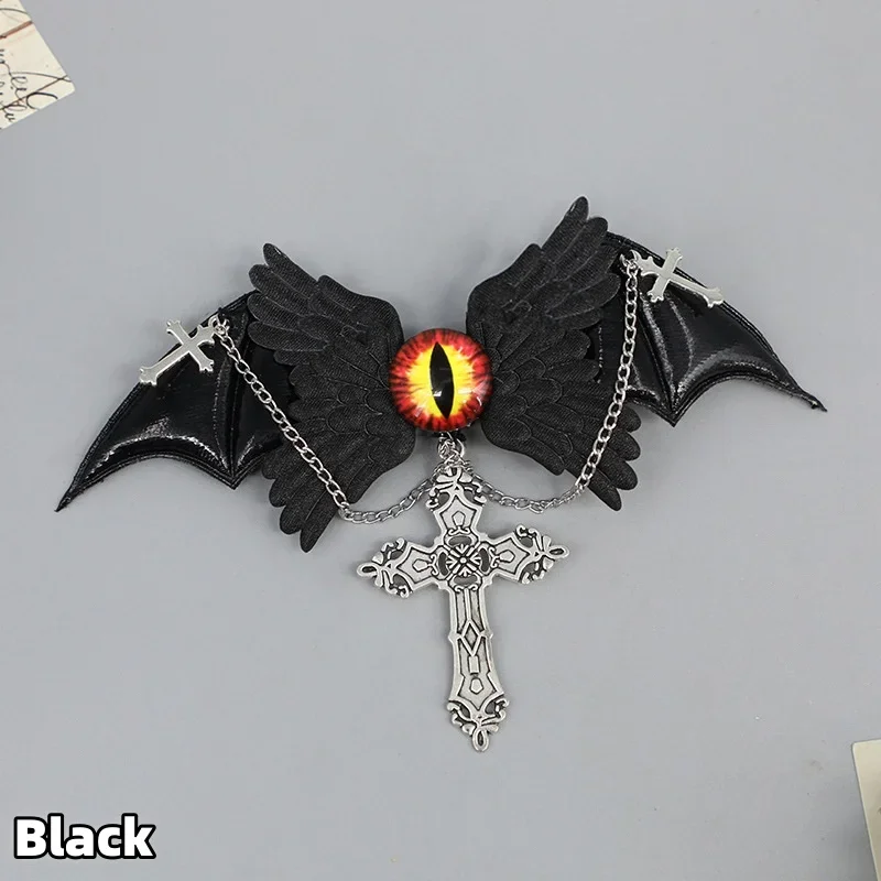 2024 New Arrival White Black Angel Devil Hair Clip Eyes Sub-culture Gothic Dark Headgear Halloween Girls Side Clip