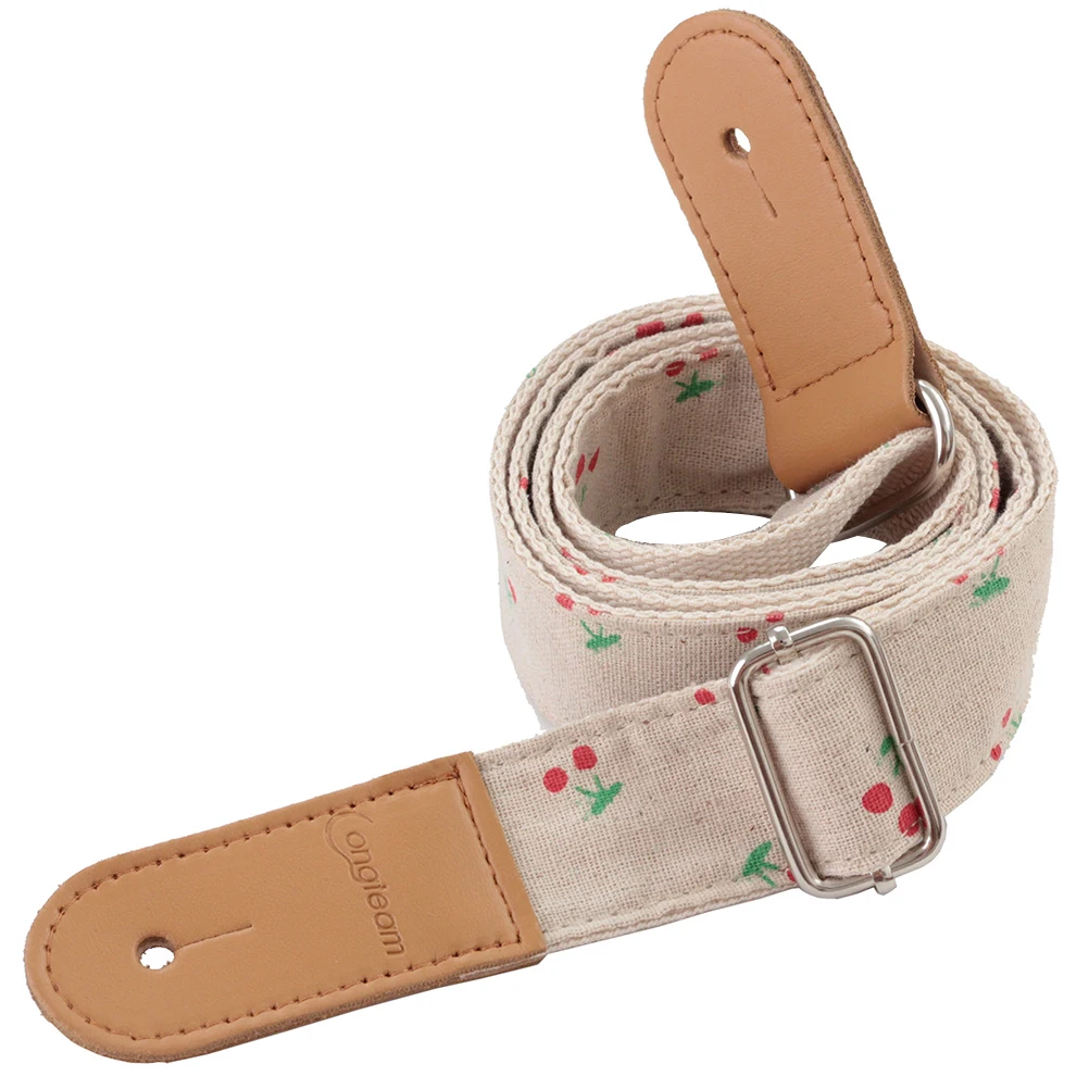 

Cotton Linen Adjustable Guitar Strap Ends Comfortable Shoulder Belt for Acoustic Classical Electric Ukulele Bass Guitar