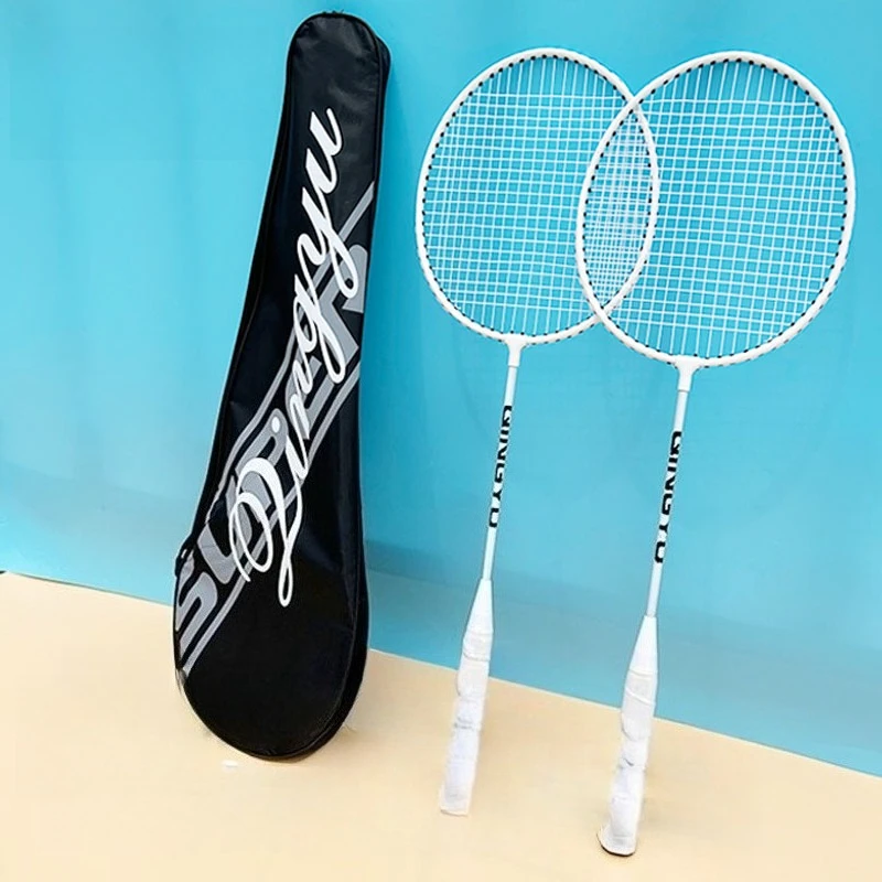 

Badminton Racket Adult Youth Beginner Racket Ferroalloy Black and White Couple Feather Resistant Hair Racket
