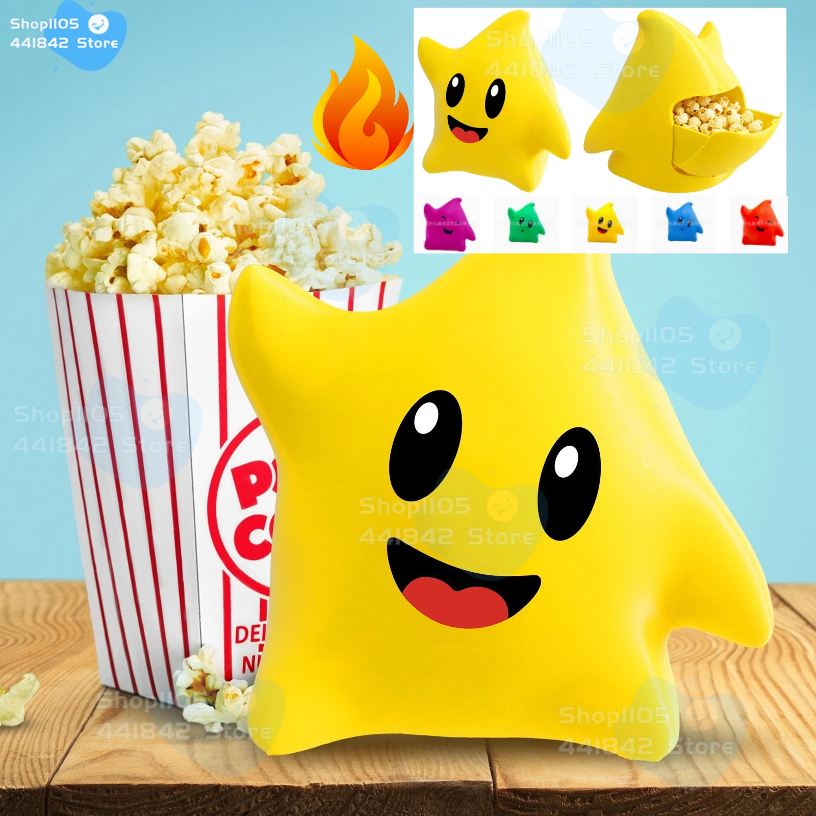 new Cute LED Star Shaped Popcorn Bucket Light-Up Snack Container for Movie Night