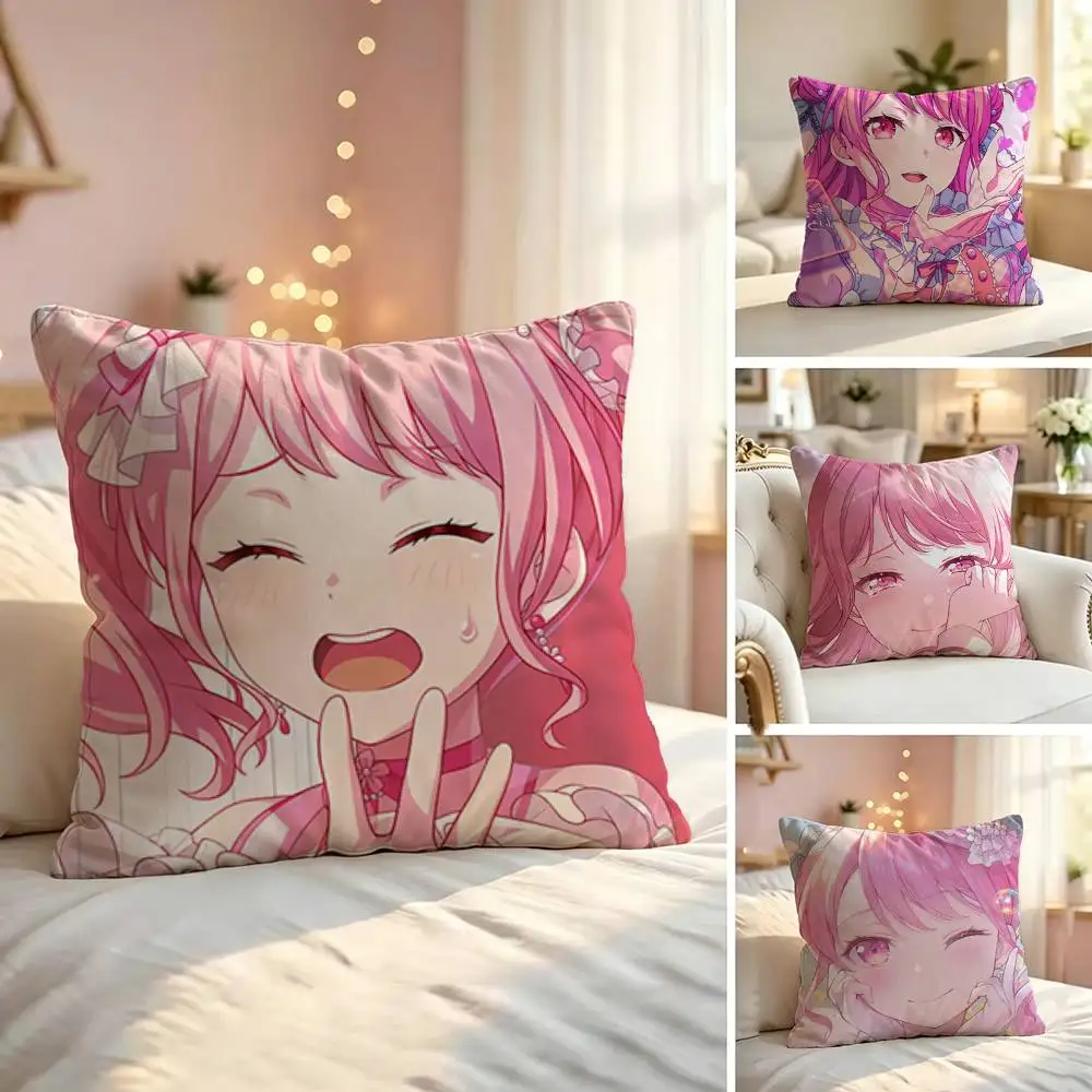 Maruyama Aya Square Double-Sided printed Pillow Case Bedroom Bedside Pillow Sofa Cushion Cover