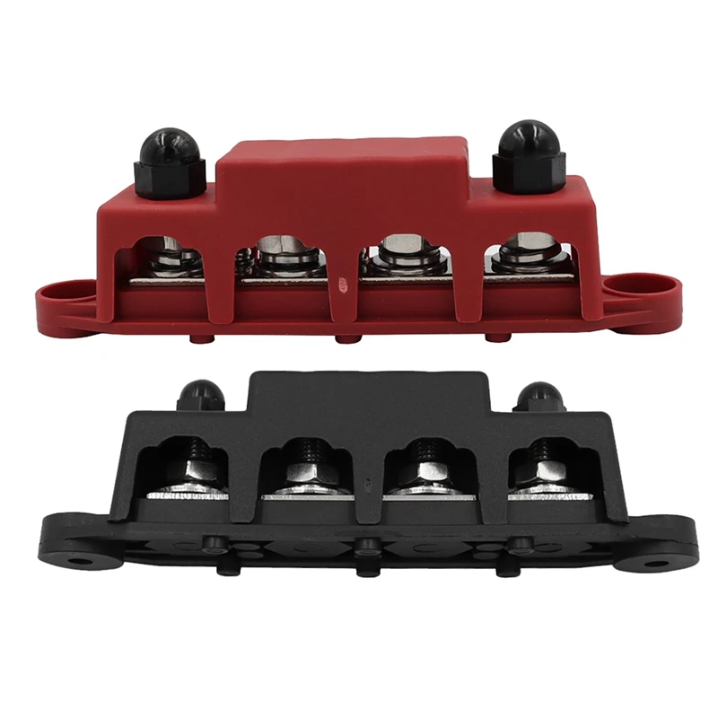 4Pcs M8 M10 250A 4 Post Power Distribution Block Terminal Studs Wiring Busbar Battery For Car Rv-Marine Organizer Box