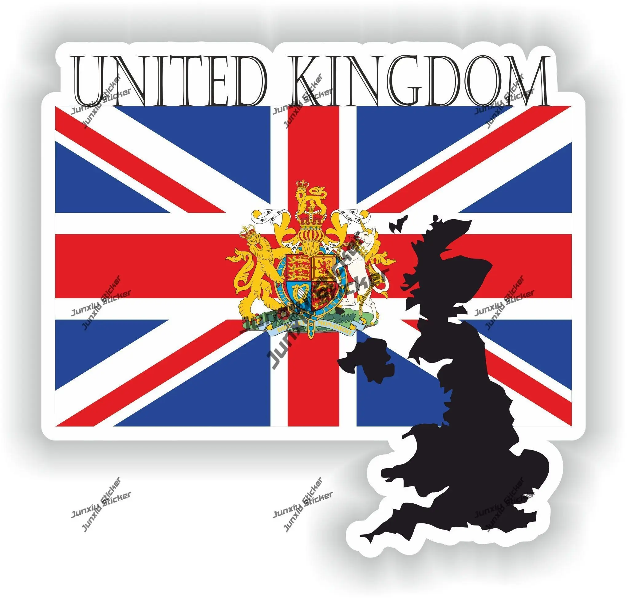 United Kingdom UK Sticker Coat of Arms of United Kingdom UK England Flag with Graphical Outline Emblem Scratch-Proof Decal