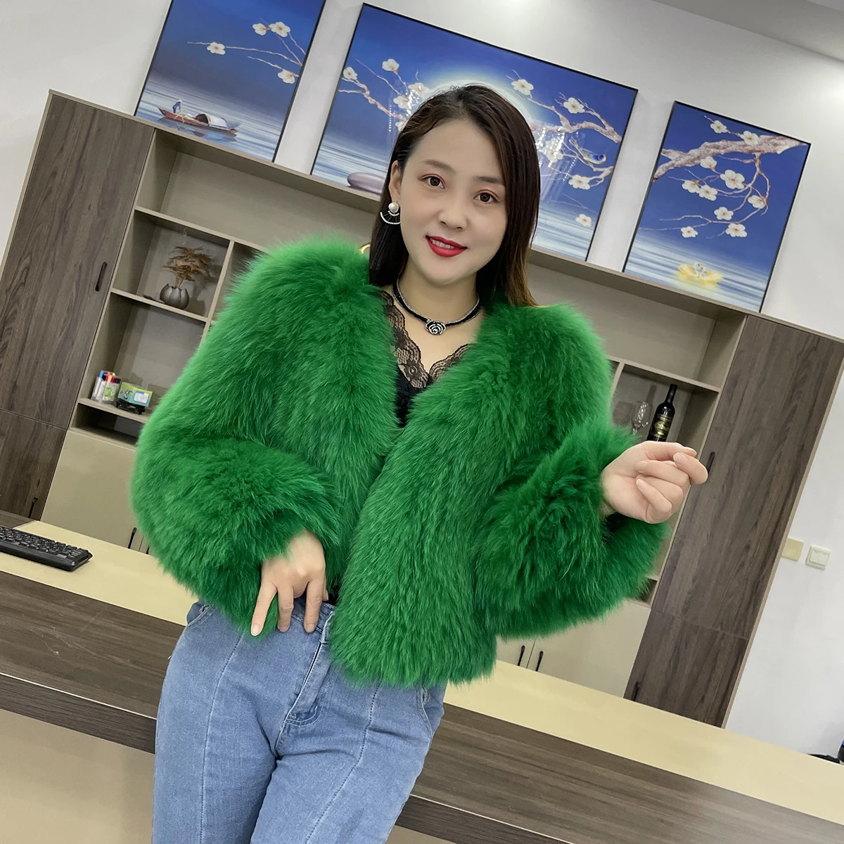 

FURTJY New Style Jackets Fashion Real Fox Fur Coat Luxury Knitted Fur Coat Women Double Long Sleeve Woven Liner Autumn Winter