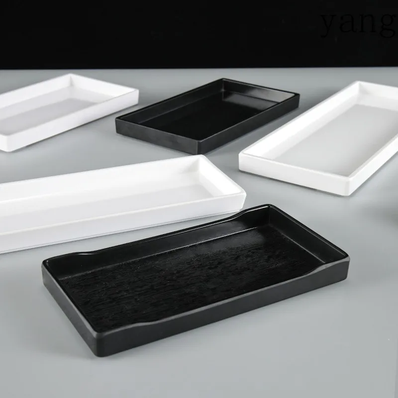 LMM flat plate narrow and long plastic tray rectangular sushi barbecue plate commercial