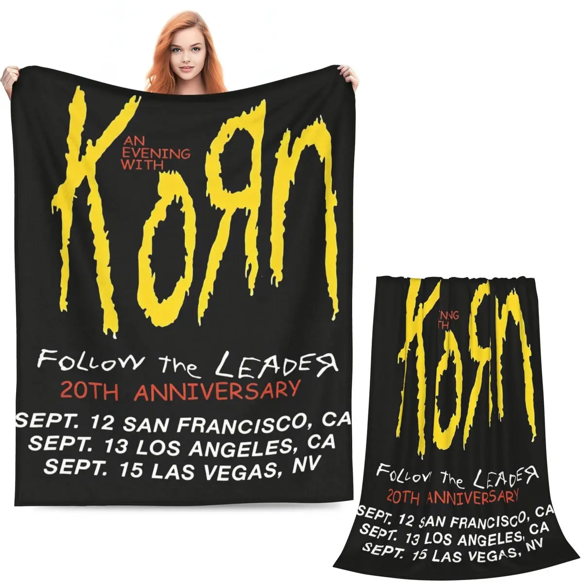 Rock Band Korn Follow The Leader 20Th Anniversary Merch Blankets Soft Warm Flannel Throw Bedding for Bed Picnic Travel  Couch