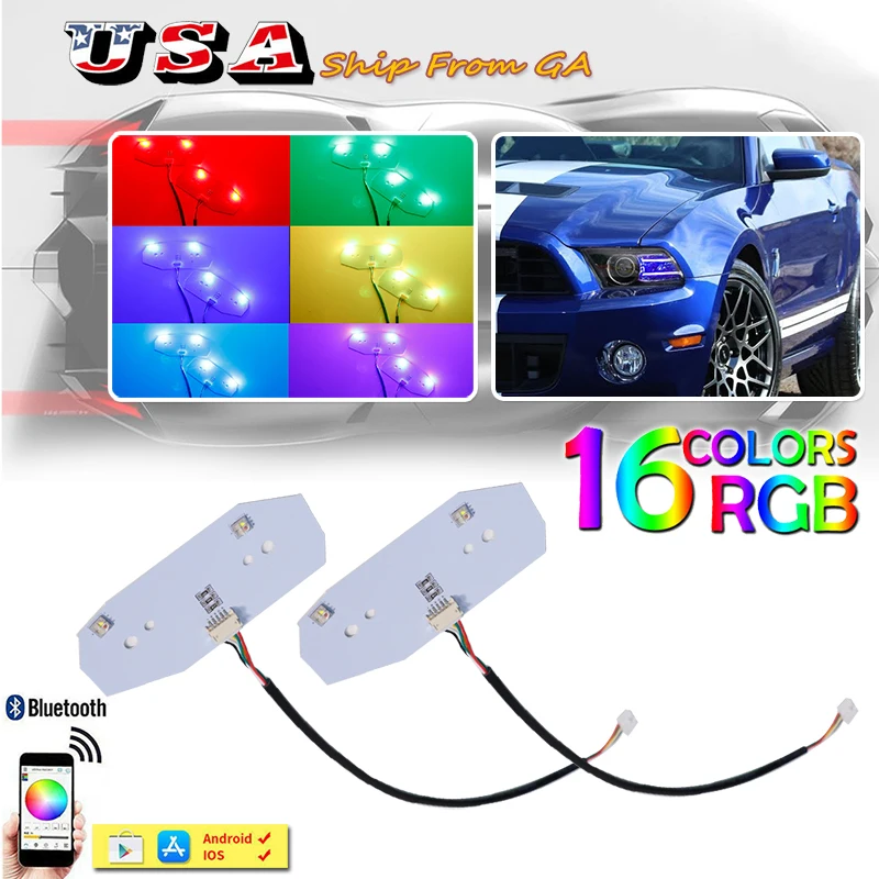 

Автомобильное RGBW многоцветное светодиодное освещение DRL для Ford Mustang 2013-2014 годов, кольцо с ангельским глазом, габаритные лампы DRL/парковки