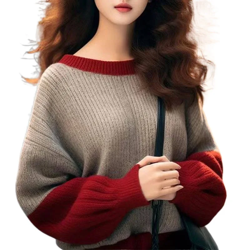 Новый осенний свитер Boweylun с вырезом лодочкой и длинными рукавами, Модный повседневный вязаный женский пуловер для девушек