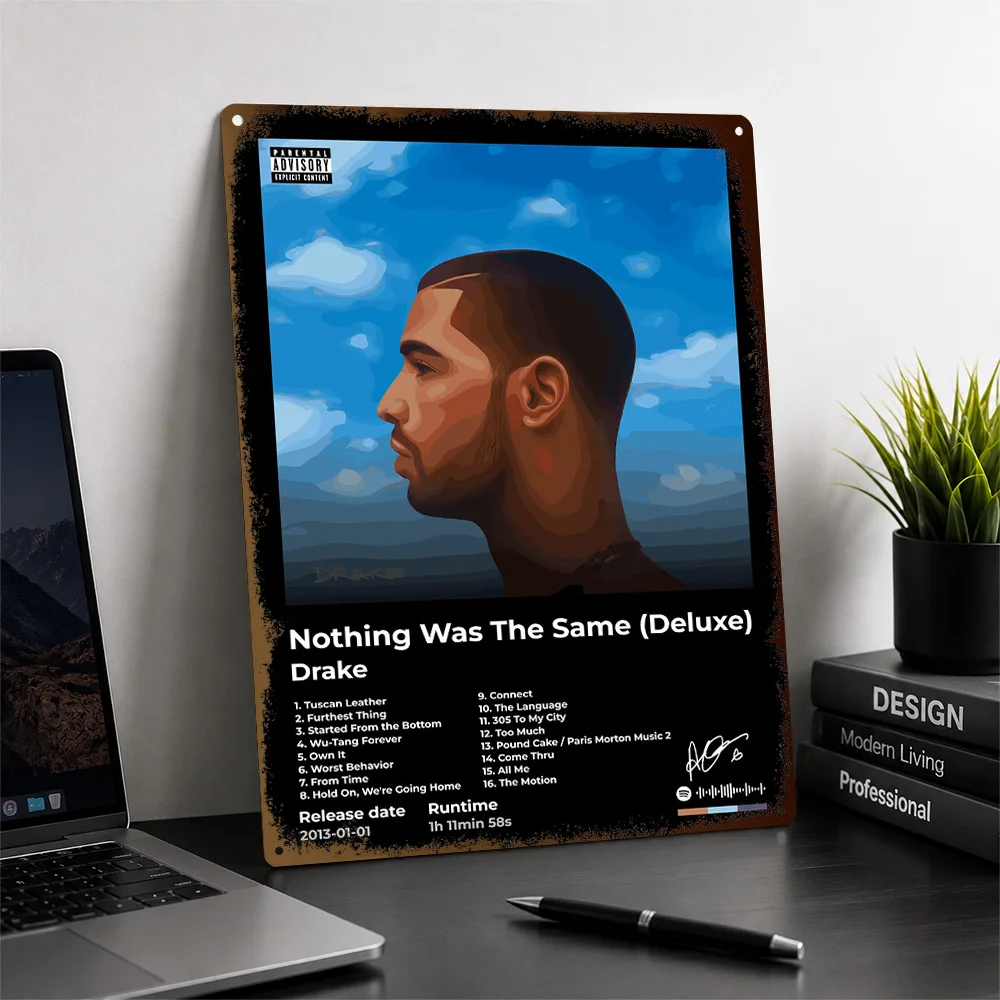 Drake Nothing Was The Same Textured Poster Personalized Metal Tin Sign Hip Hop Icon Wall Art Made For Music Rooms And Rap Fans