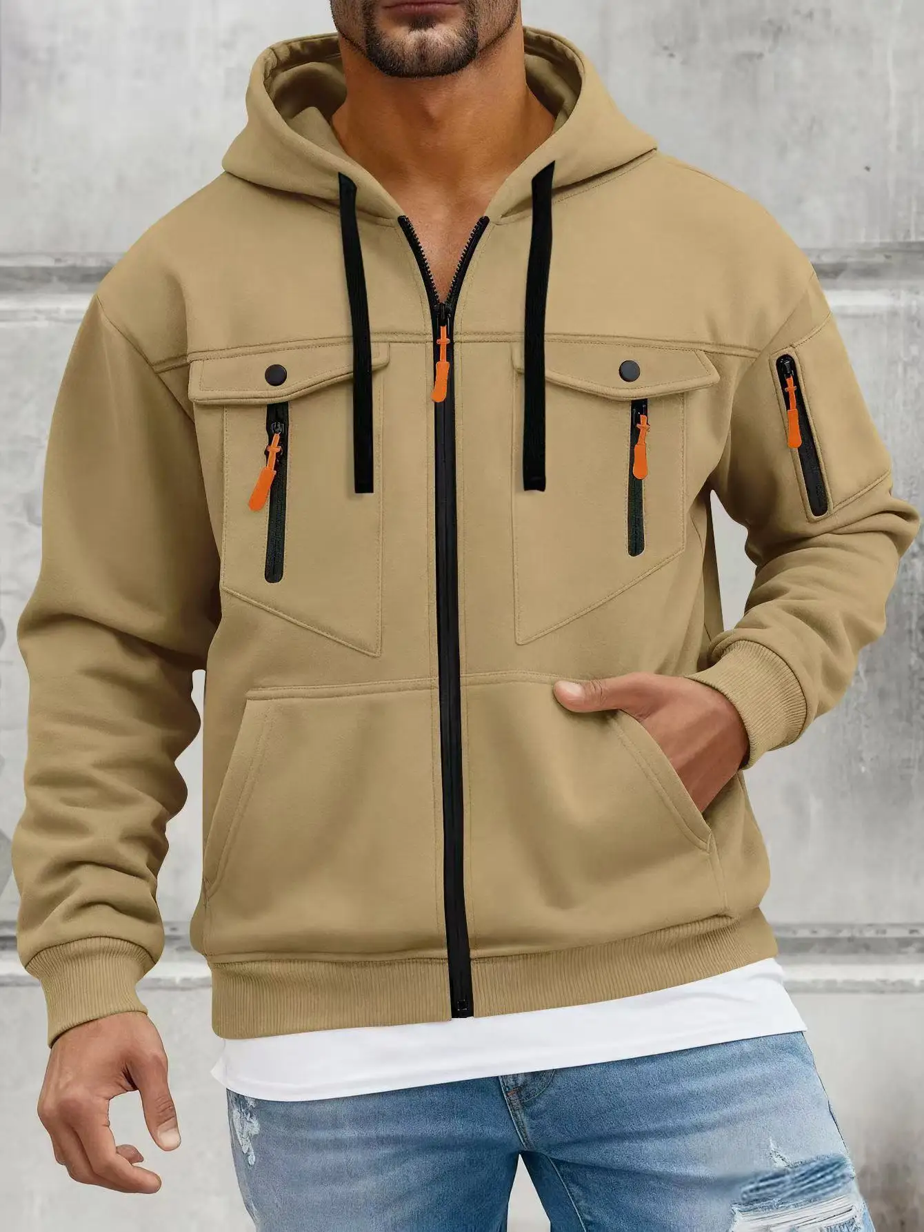 

Men's Hoodies Long Sleeve Sweatshirt Zipper Design Hooded Sweatshirt for Men Clothing Sportswear Slim Fit Casual Jacket New