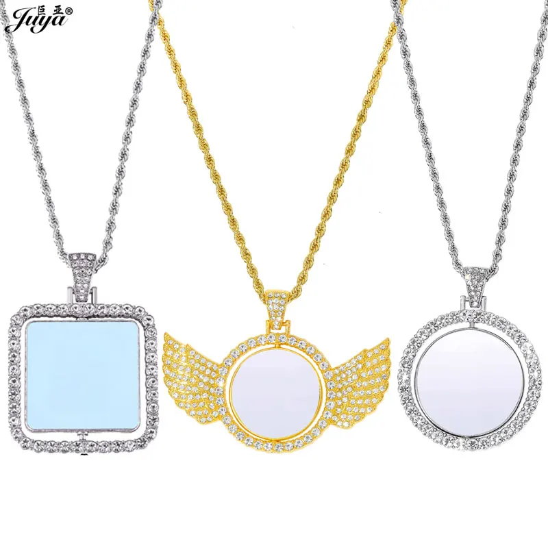 60cm Stainless Steel Chain + 25mm HD Sublimation Pendant Bezel Necklace Base For DIY Thermal Transfer Jewelry Accessories