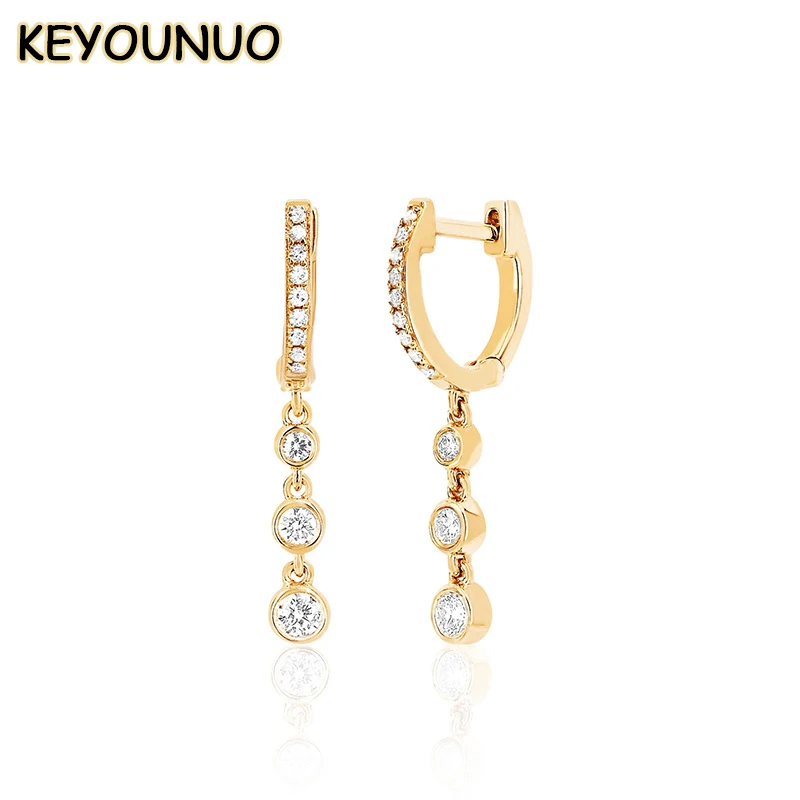 KYOUNUO Amazing Gold Plated CZ Dangle Earrings For Women Zircon Drop Earrings Fashion Women's Wedding Party Jewelry Wholesale