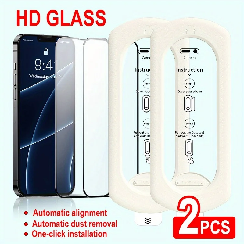 

2PCS For IPhone16 Screen Protector HD Tempered Glass Dust Free Install Box 15 14 13 12Plus ProMax X XS XsMax Anti Peeping Film