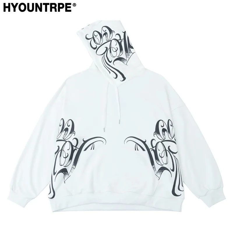 Mens Harajuku Printed Hoodie Sweatshirt Unisex Casual Streetwear Long Sleeve Hooded Tops Pullovers Loose Hip Hop Hipster Hoodies