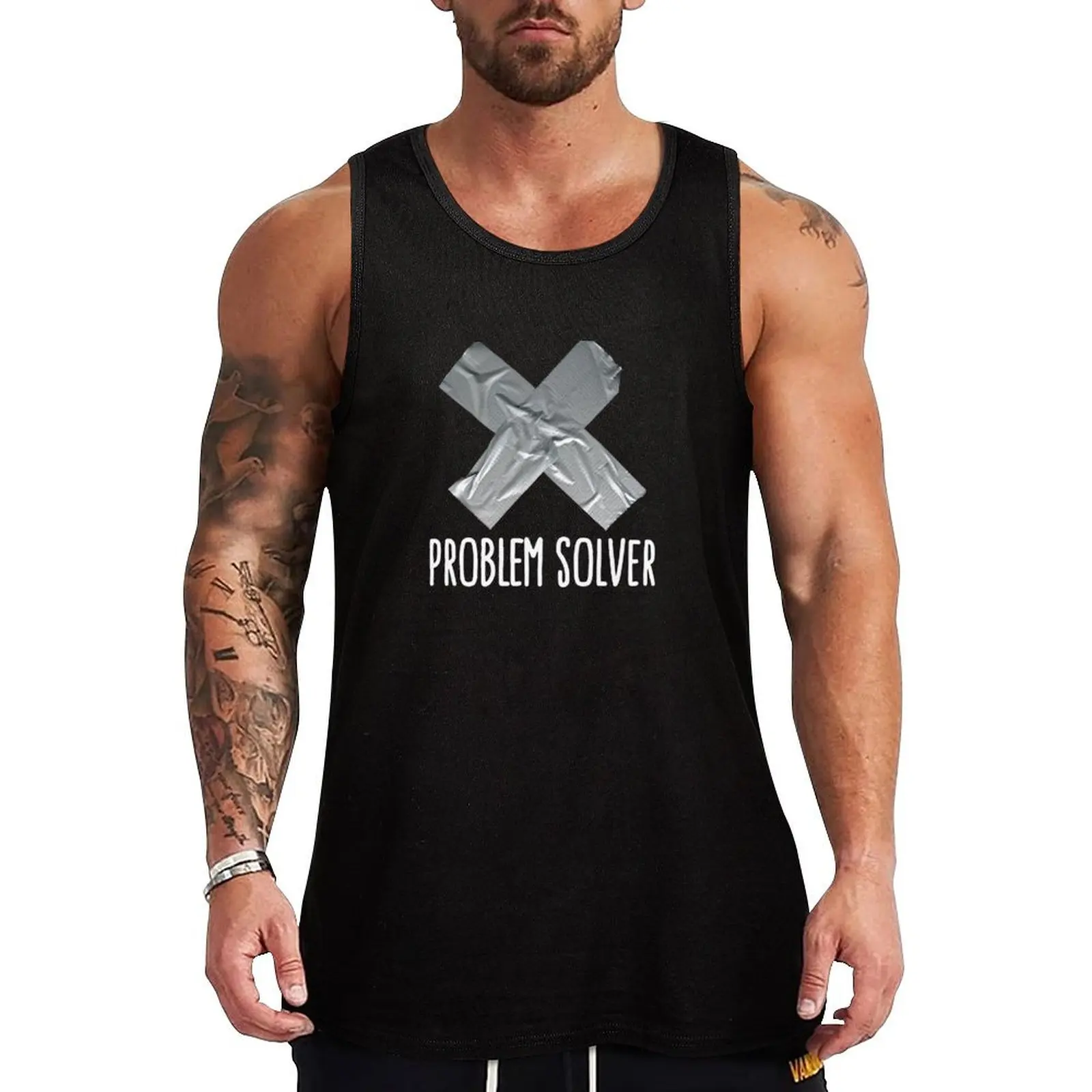 

Problem solver funny Duct tape husband father Tank Top gym Men's t-shirts t-shirts man Sleeveless men