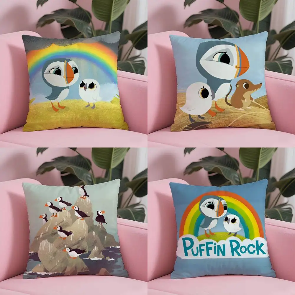 Kwaii Puffin Rock P-Preschool Pillow Case Custom Printed Brushed Fleece Pillow, Baby Skin-Touch, Eco-Friendly Dye-Sublimation Cu