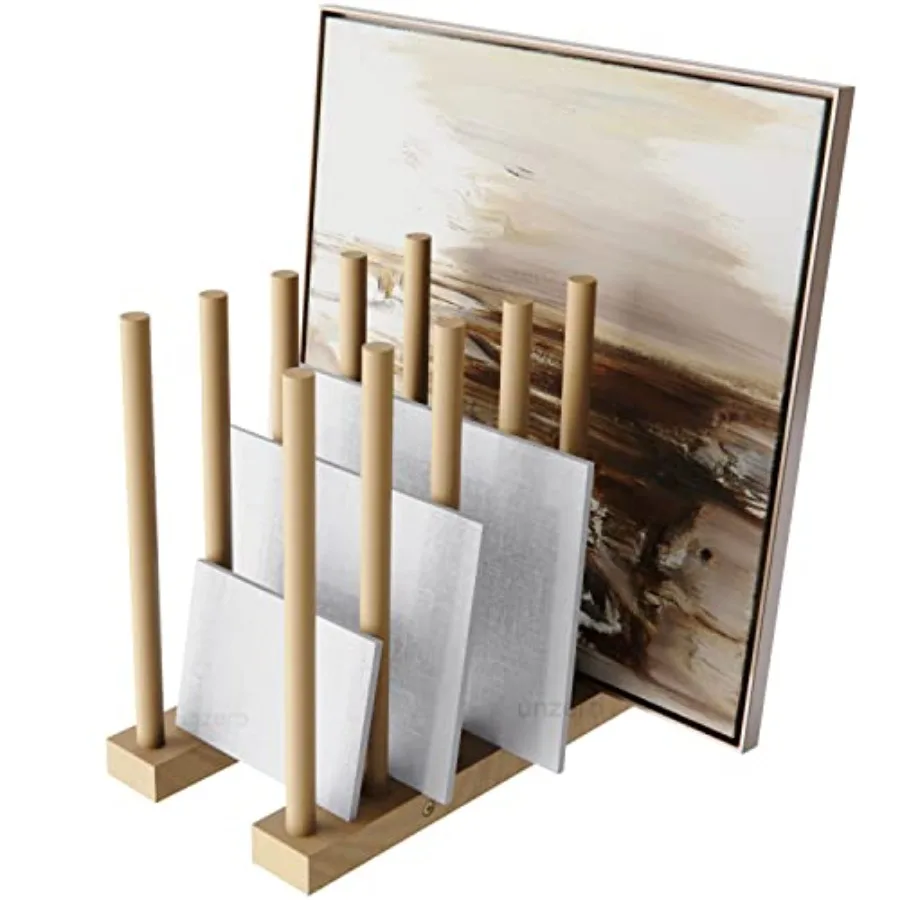

Art Storage Rack for Canvas Boards Panel Frame Drawing Board Printed Matter Paper Pad Backing Plate Wood Storage Stand with Adj