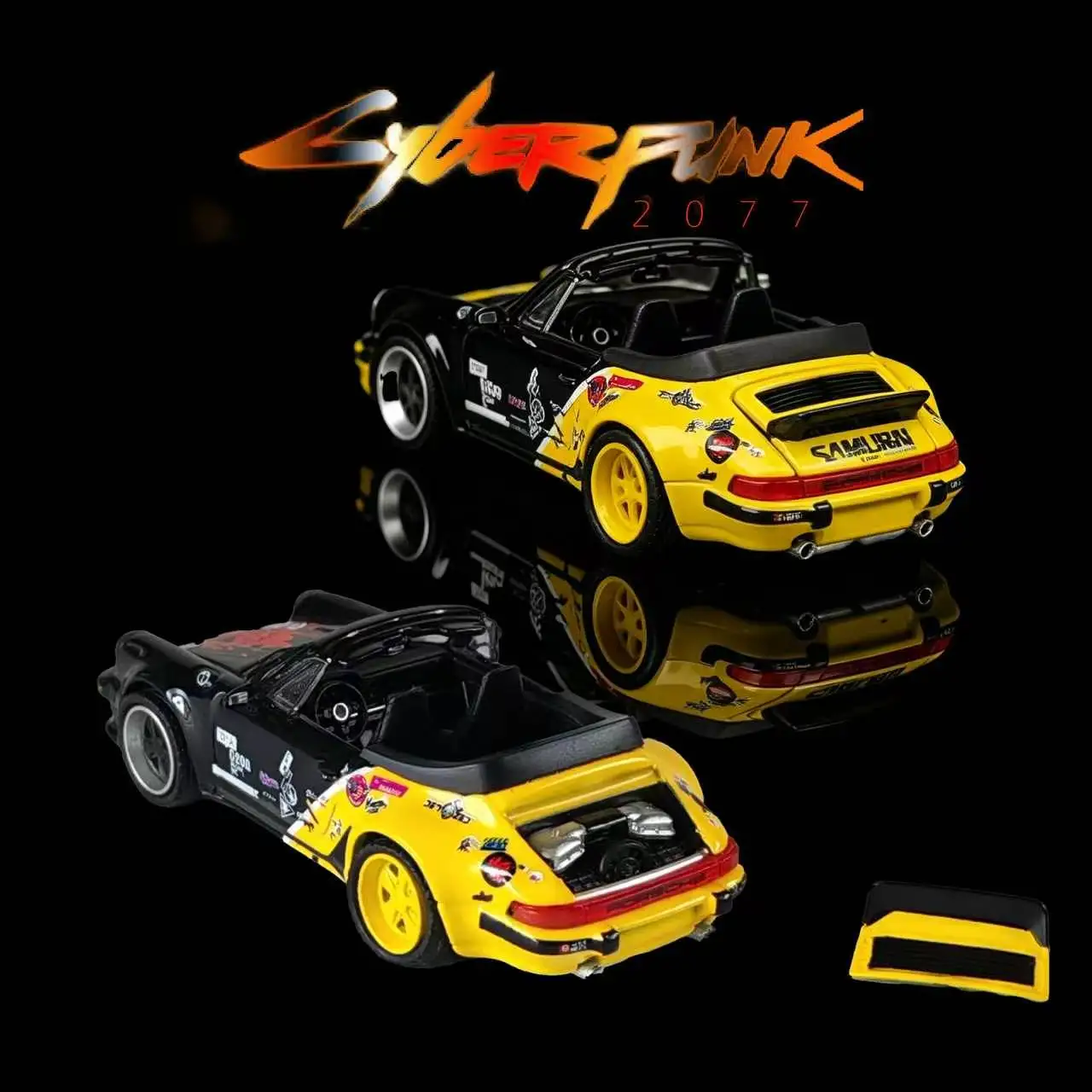 予約注文-rhino-model-rm-1-64-911-turbo-cabriolet-930-ブラックイエロー-ダイキャストモデルカー